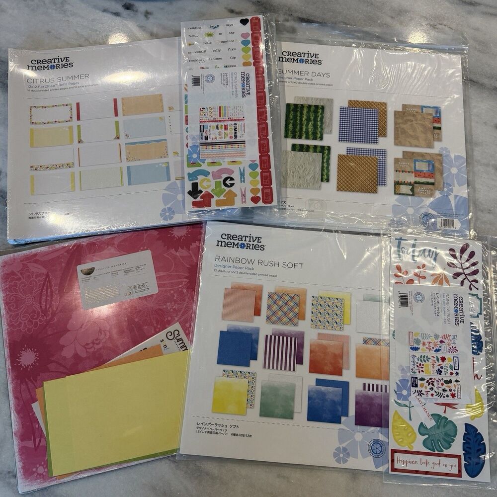 Creative Memories Summer 12x12 Lot Fast2Fab Pages Paper Stickers Embellishments